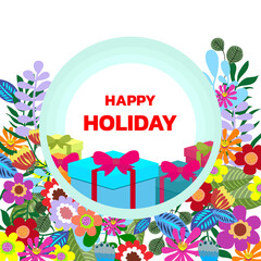 Exotic Flower border poster round circle decorated frame background with wishes.