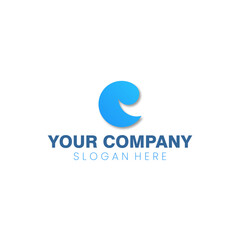 abstract corporate branding logo, with wave shape and circle geometry