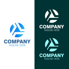 abstract corporate branding logo, with circle and triangle geometric shapes