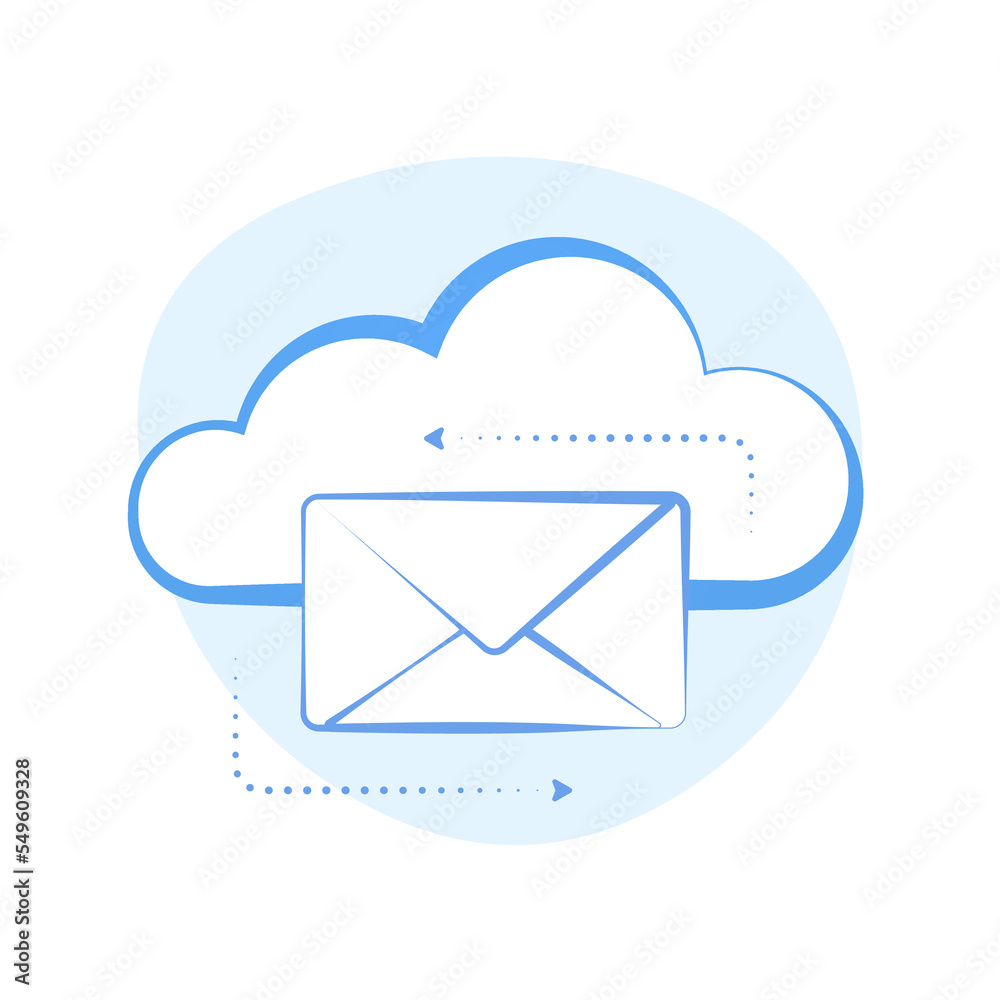 Poster email cloud service with online message concept. cloud hosting communication with distance access to