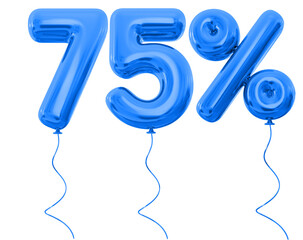 75 percent blue balloon offer in 3d