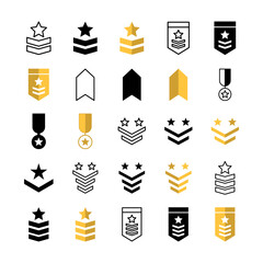 Military rank icon symbol design templates - obrazy, fototapety, plakaty