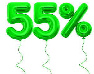 55 percent green balloon offer in 3d