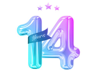 14 years anniversary numbers gradient with generative AI