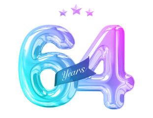Obraz premium 64 years anniversary numbers gradient with generative AI