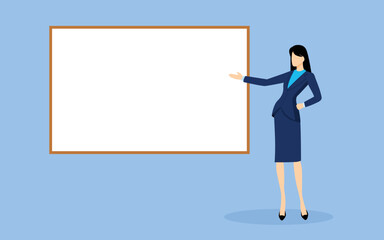 Cartoon Businesswoman making a presentation