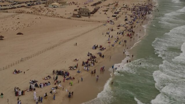 Aerial view of Bahamas beach, Nouakchott, Mauritania.