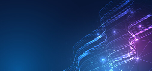 Digital internet communication on blue background. Wide Cyber security internet and networking concept. Hi-tech vector illustration with various technology elements. Abstract global sci fi concept.