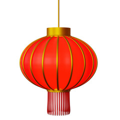 Beautiful Chinese lantern 3D render in transparent background