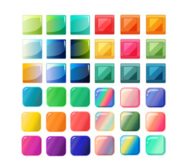 Set of colorful game interface button. Buttons for web or game design.