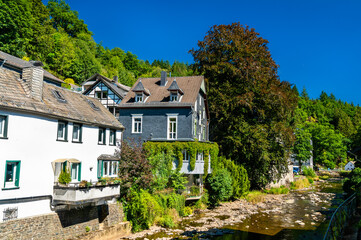 Fototapeta na wymiar Monschau town above the Rur river in North Rhine-Westphalia, Germany