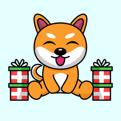 Vector illustration of cute shiba dog animal premium