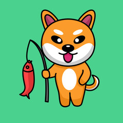 Vector illustration of cute shiba dog animal premium