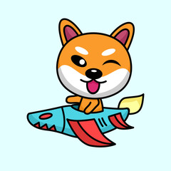 Vector illustration of cute shiba dog animal premium