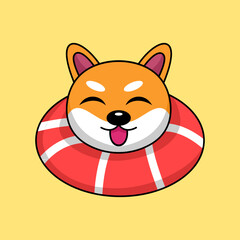 Vector illustration of cute shiba dog animal premium