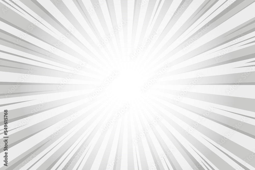 Poster Sun rays background. White and grey radial abstract comic pattern. Vector explosion abstract lines backdrop