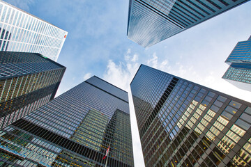 Fototapeta na wymiar Toronto, Ontario, Canada-20 April, 2018: Scenic Toronto financial district skyline modern architecture