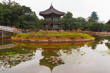 Hyangwonjeong pagoda in Gyeongbokgung palace in Seoul