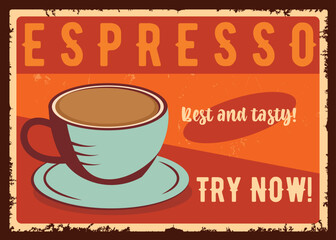 Coffee shop advertisement retro promo poster vector design