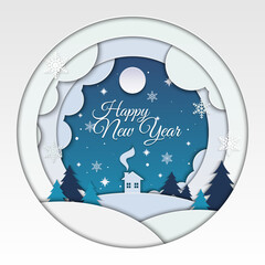 Winter mood vector Background design with paper cut style.