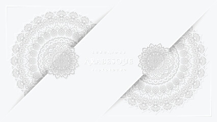 Luxurious arabesque background with Clean White Mandala style art vector