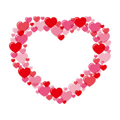 透過するかわいい赤のツヤツヤハートのフレーム