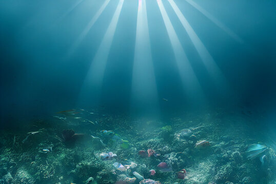 A computer generated illustration of lights beams on the ocean floor. © Jackson Photography