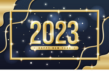 New Year 2023 Vector Design with Solid Gold Style rousing and mesmerizing on the Dark Background