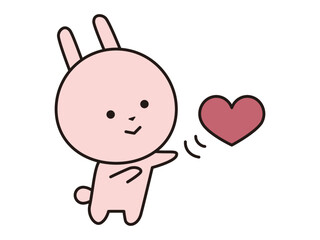 ハートを飛ばすうさぎのキャラクター