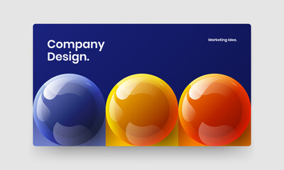 Creative 3D spheres annual report concept. Colorful web banner vector design layout.