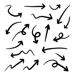 hand drawn arrow set. Doodle vector illustration.