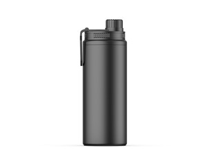 Aluminum white blank shiny sipper bottle ready for your design and branding mockup template isolated on white background, 3d illustration.	