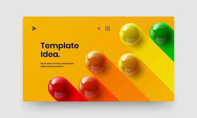 Colorful realistic balls leaflet layout. Vivid website vector design template.