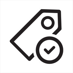 Check price tag icon. Vector and glyph