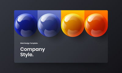 Bright site vector design illustration. Trendy 3D balls landing page template.