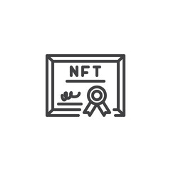 NFT ownership certificate line icon