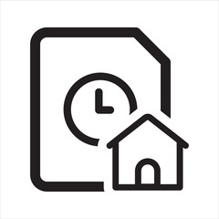 Home document time icon. Vector and glyph