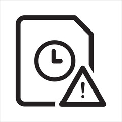 Document warning icon. Warning time icon. Vector and glyph