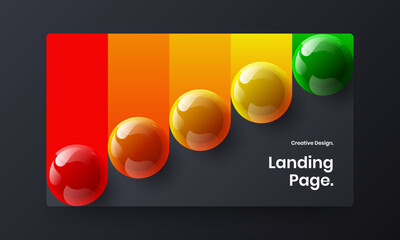 Creative booklet vector design illustration. Geometric realistic balls site layout.