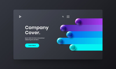 Trendy front page design vector template. Fresh 3D spheres brochure layout.