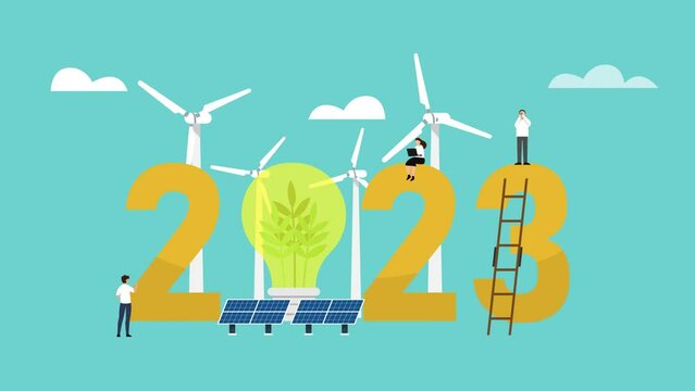 Three people with green energy and 2023 number