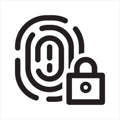 Fingerprint lock icon. Electronic padlock with fingerprint icon.  Vector and glyph