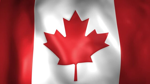 Animation of the Canadian flag. 4K. Canada flag flying, Canadian flag render animation