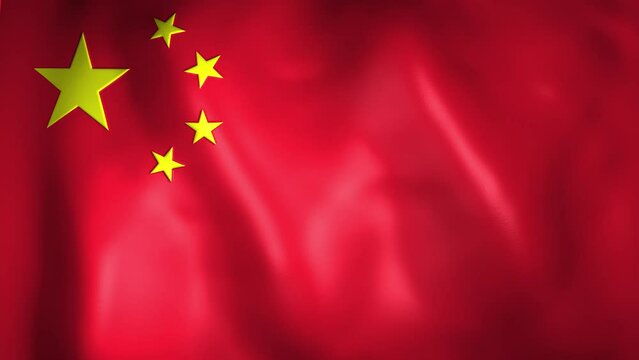 Animation of the China flag. 4K. Chinese flag flying, China flag animation
