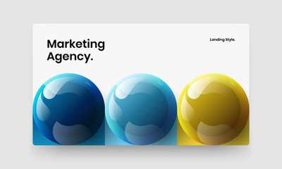 Clean leaflet design vector layout. Trendy realistic balls cover concept.