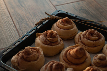  Wheat buns on a baking sheet