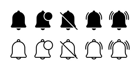 Vector illustration of Notification Bell icon set isolated