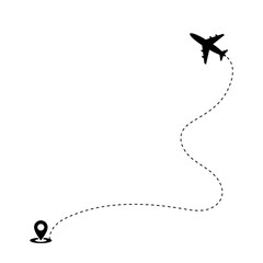 Vector illustration of Airplane dotted line route icon