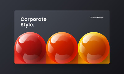 Modern realistic spheres brochure layout. Bright magazine cover vector design illustration.