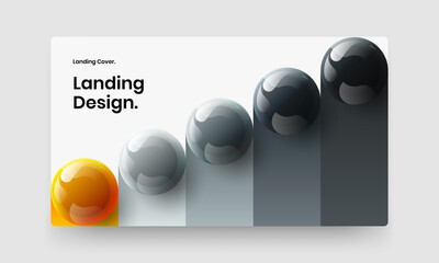 Modern realistic spheres website screen template. Amazing front page design vector illustration.
